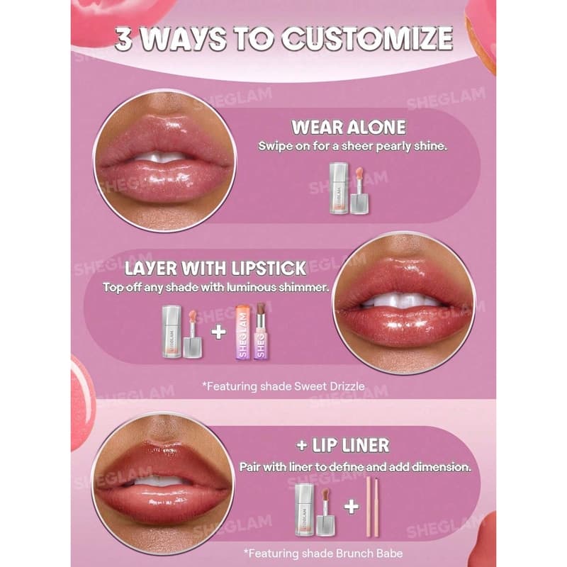 لیپ گلاس شیشه ای شیگلم Sheglam مدل Glass Lock Air Gloss رنگ Make It Pop — تصویر ۵