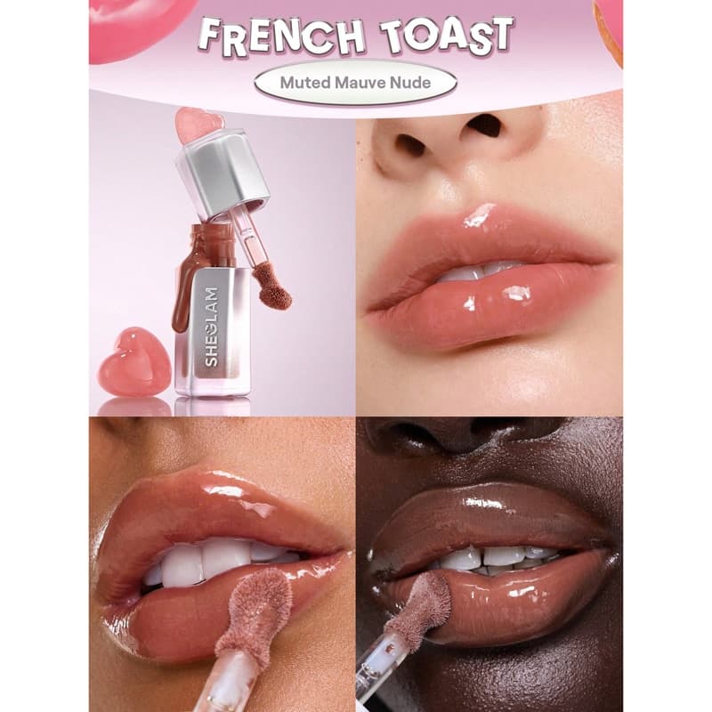لیپ گلاس شیشه ای شیگلم Sheglam مدل Glass Lock Air Gloss رنگ French Toast — تصویر ۴