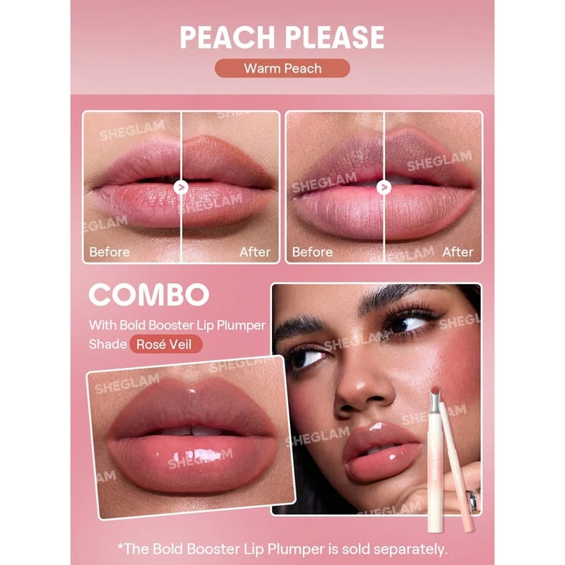 خط لب حجم دهنده شیگلم Sheglam مدل Bold Booster Plumping Lip Liner رنگ Peach Please — تصویر ۴