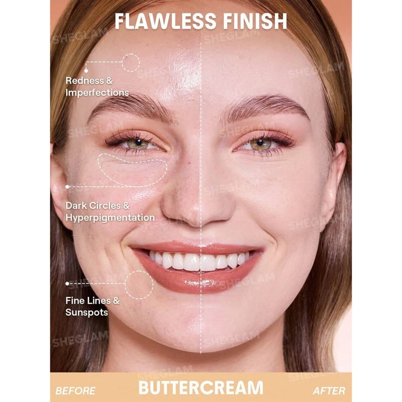 کرم پودر کوشن شیگلم Sheglam مدل Lock & Go Long-Lasting رنگ Buttercream — تصویر ۲