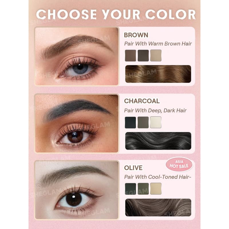 پالت 3 عددی سایه ابرو شیگلم Sheglam مدل Puff Brow Palette رنگ Charcoal — تصویر ۶