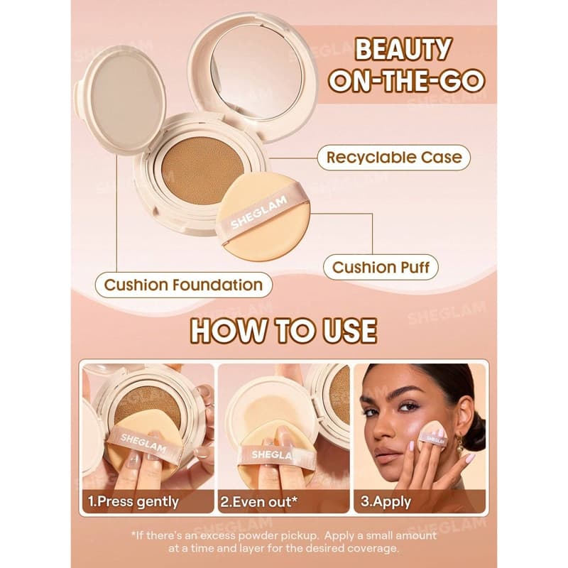 کرم پودر کوشن شیگلم Sheglam مدل Lock & Go Long-Lasting رنگ Linen — تصویر ۶