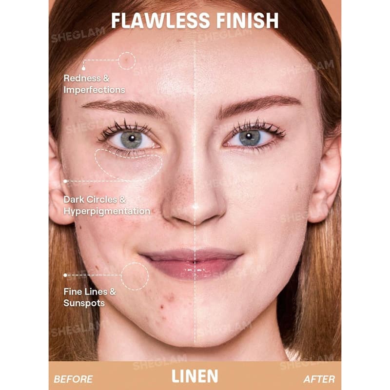 کرم پودر کوشن شیگلم Sheglam مدل Lock & Go Long-Lasting رنگ Linen — تصویر ۲