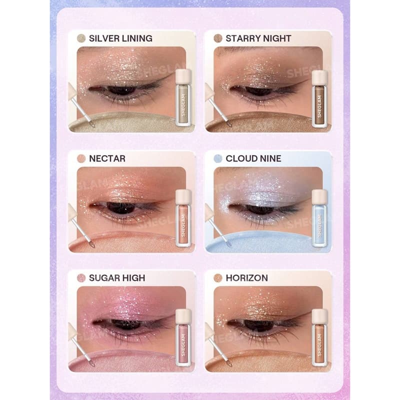 سایه مایع شاین شیگلم Sheglam مدل Airglow Eye Tint رنگ Starry Night — تصویر ۵