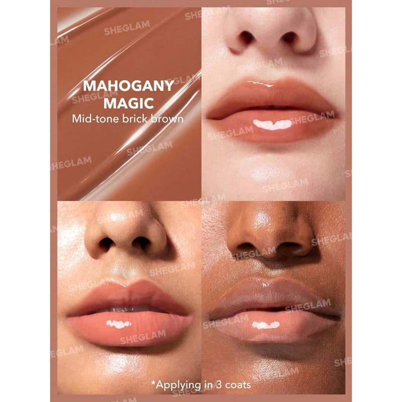حجم دهنده و براق کننده لب شیگلم SHEGLAM مدل Pout-Perfect رنگ Mahogany Magic — تصویر ۲