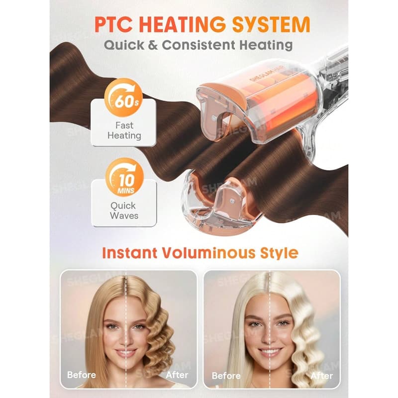 دستگاه ویو کننده مو شیگلم SHEGLAM سایز 19mm مدل Beach Babe Hair Waver — تصویر ۶