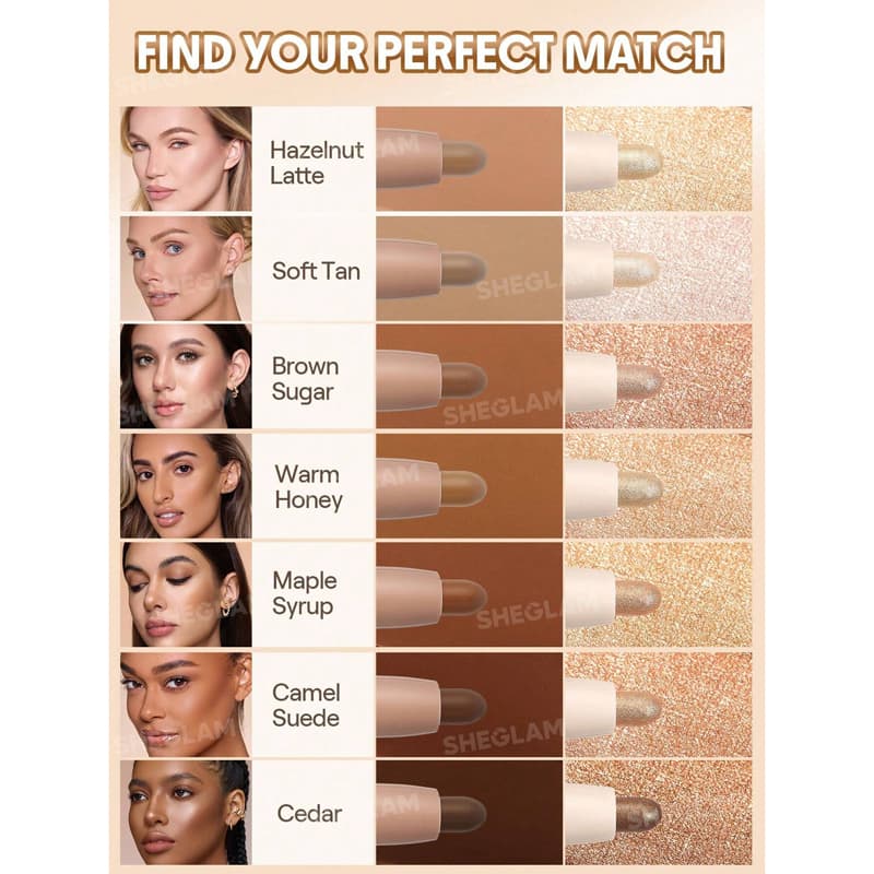 کانتور و هایلایتر استیکی دو طرفه شیگلم مدل Sheglam 2-IN-1 Contour & Highlight Stick رنگ Maple Syrup — تصویر ۵