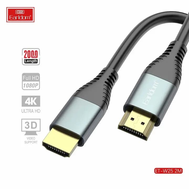 کابل دو سر HDMI ارلدام مدل ET-W25 به طول 2 متر — تصویر ۲