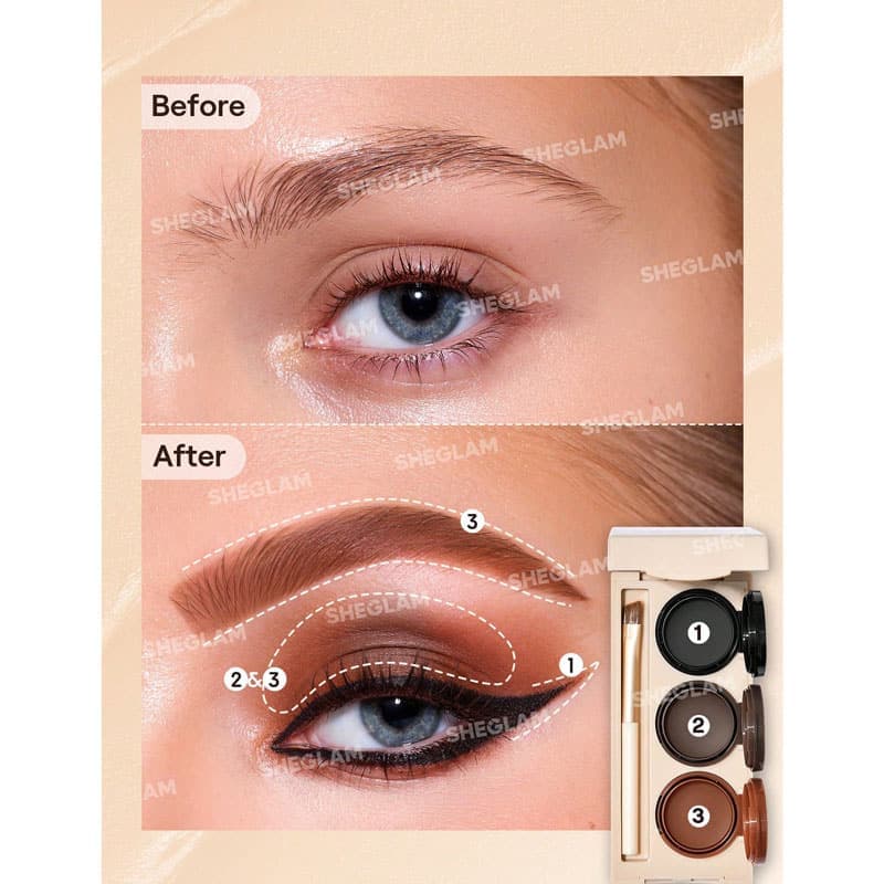 پالت 3 عددی خط چشم و ابرو‌ ژلی شیگلم SHEGLAM مدل Streamline — تصویر ۵