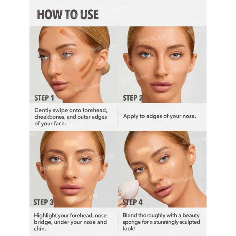 کانتور و هایلایتر استیکی شیگلم SHEGLAM مدل Color & Sculpt رنگ PEARL & SAND — تصویر ۴
