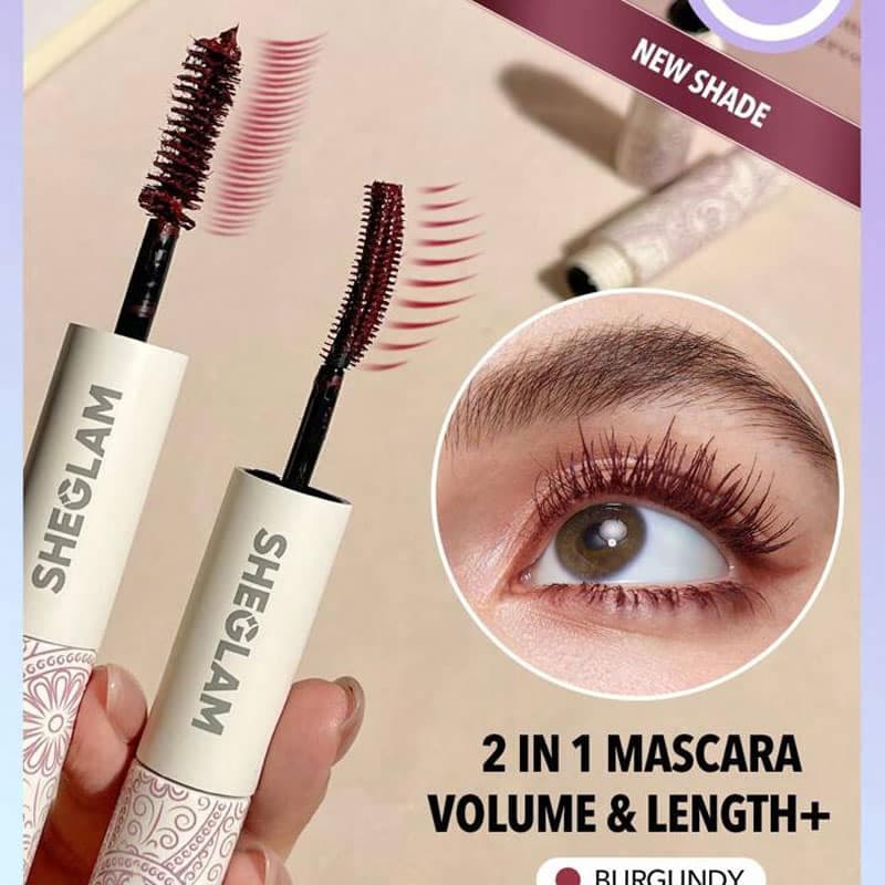 ریمل دو طرفه و ضدآب شیگلم SHEGLAM مدل ALL-IN-ONE رنگ Burgundy — تصویر ۲