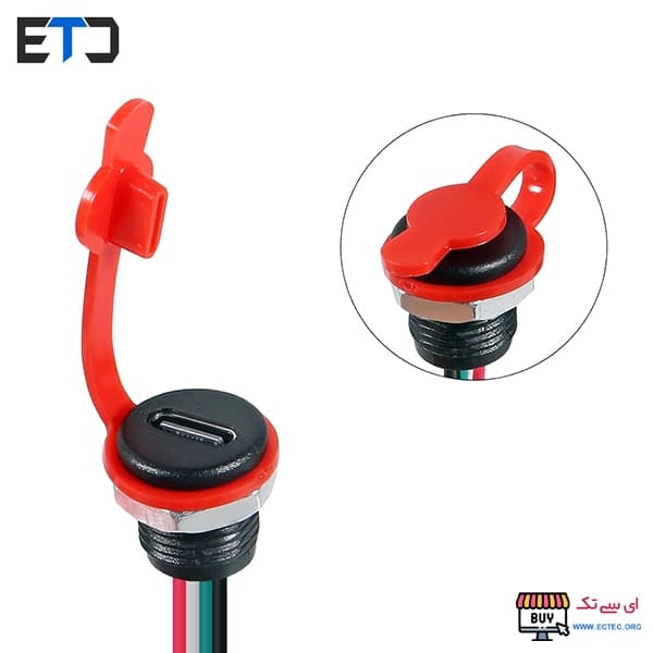 کانکتور مادگی Type-c پنلی گرد سیم دار 5 پین پیچی ضد آب