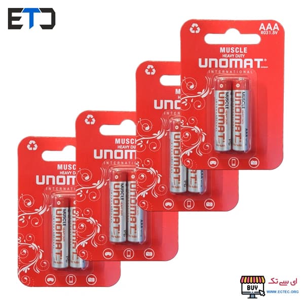 باتری نیم قلمی یونومات مدل Heavy Duty بسته 2 عددی کارتی — تصویر ۳