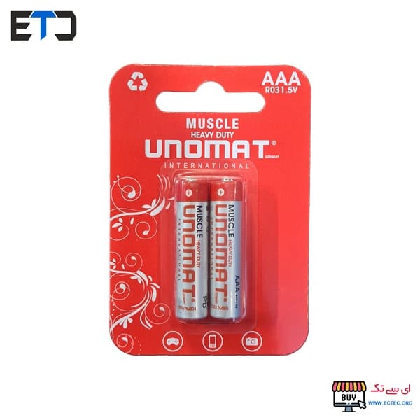 باتری نیم قلمی یونومات مدل Heavy Duty بسته 2 عددی کارتی