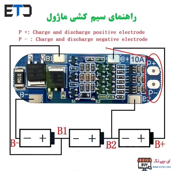 ماژول محافظ شارژ باتری لیتیومی 3 سل 10A مدل FL10A — تصویر ۳