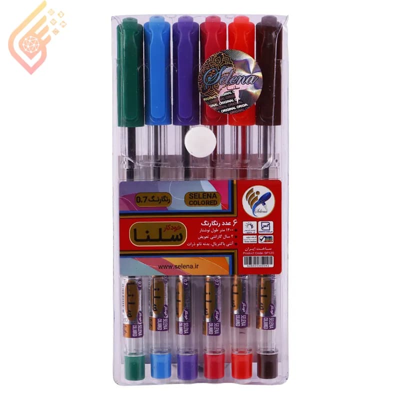 خودکار رنگی سلنا مدلی Selena SP120 0.7mm بسته 6 عددی — تصویر ۲