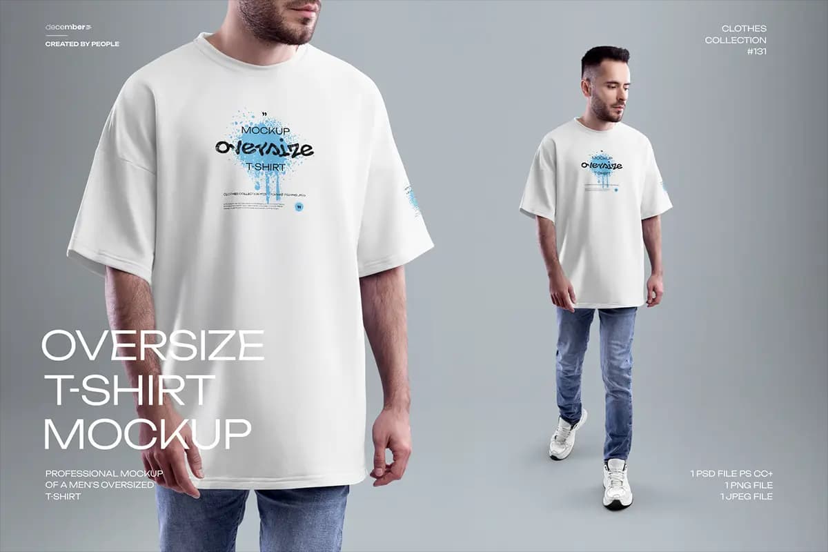 موکاپ تیشرت مردانه اورسایز