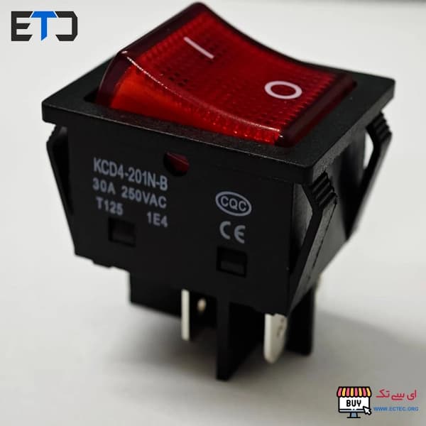 کلید راکر بزرگ دو حالت 4 پایه چراغدار KCD4 — تصویر ۳