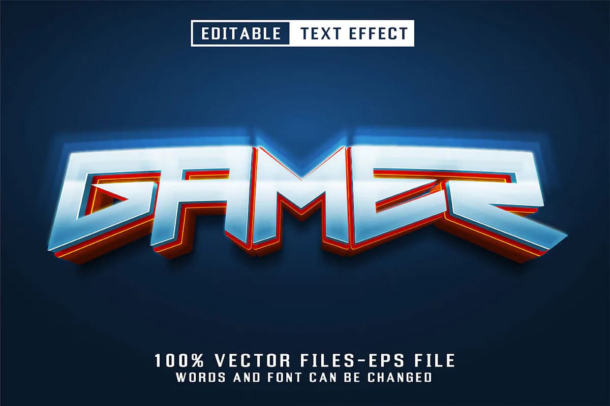 افکت متن سه بعدی Gamer
