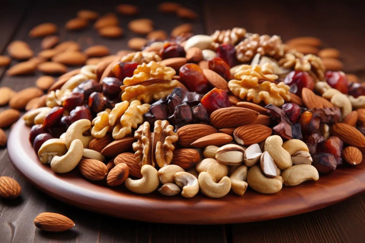 عکس استوک مغزها و آجیل داخل بشقاب