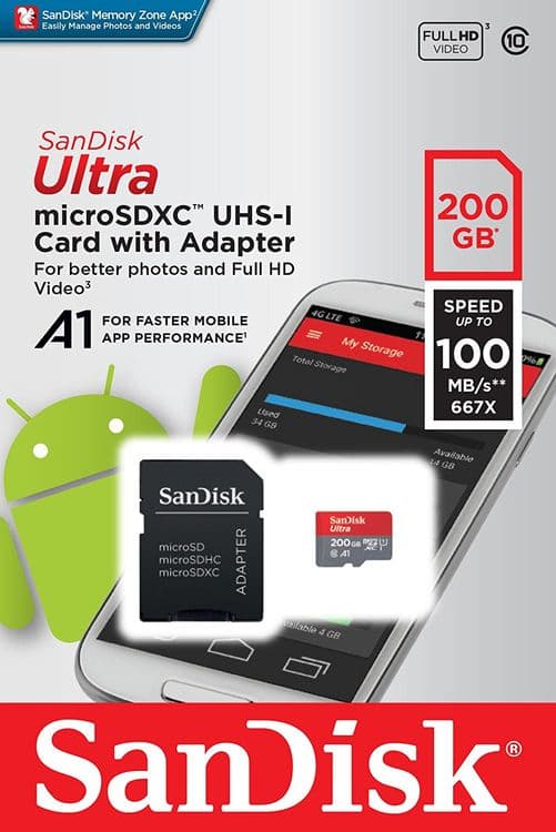 مموری میکرو اس دی 200 گیگ Sandisk microSD 200 GB — تصویر ۲