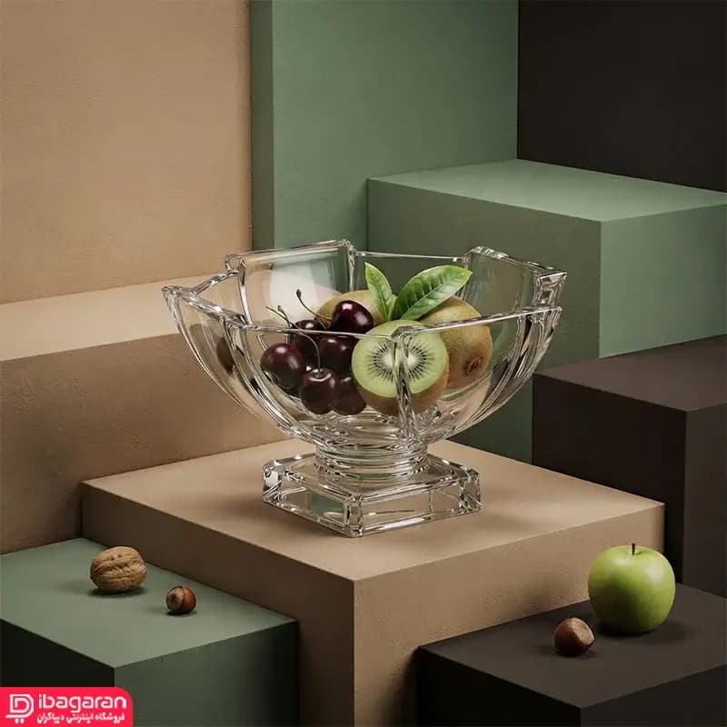 میوه خوری پایه دار شیشه ای مدل کادو اسکوئر — تصویر ۲