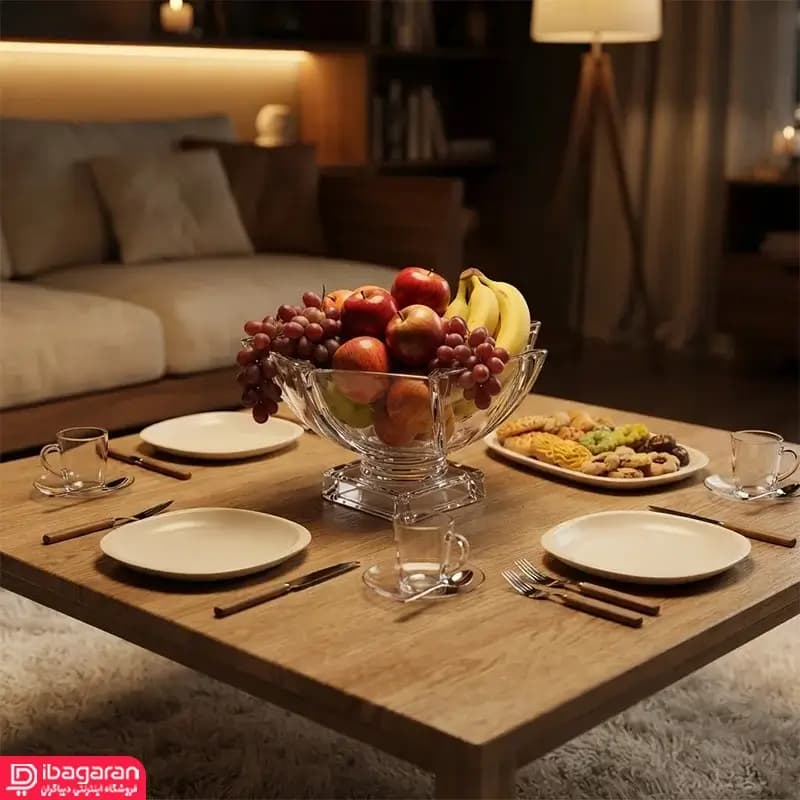 میوه خوری پایه دار شیشه ای مدل کادو اسکوئر — تصویر ۷