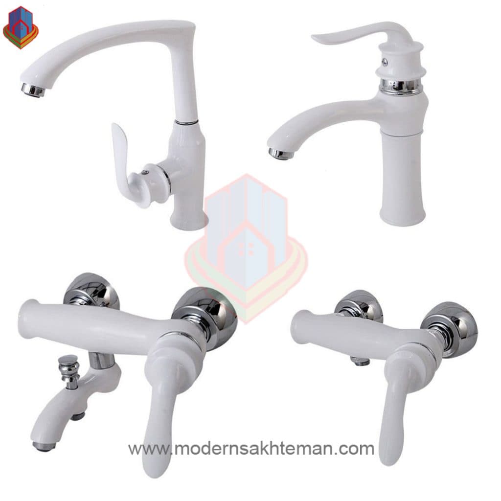 ست شیرآلات کرومات مدل پاریس سفید کروم