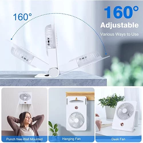 پنکه رومیزی و دیواری با اسپری آب مدل USB شارژی — تصویر ۹