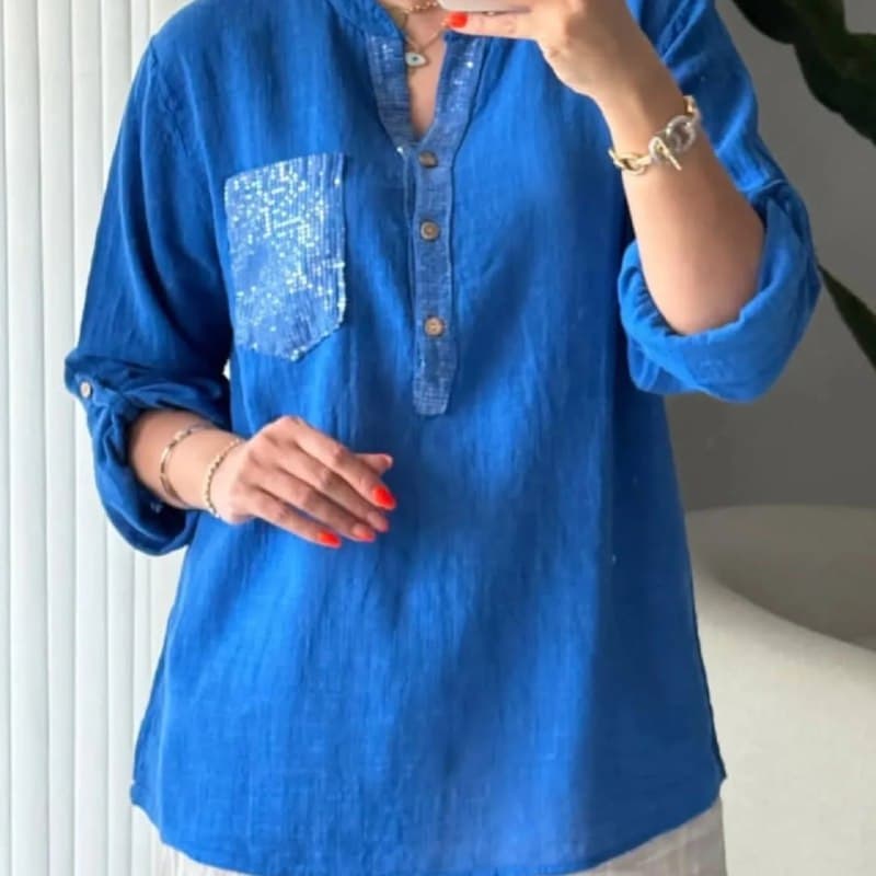 شومیز زنانه مدل پولکی — تصویر ۵