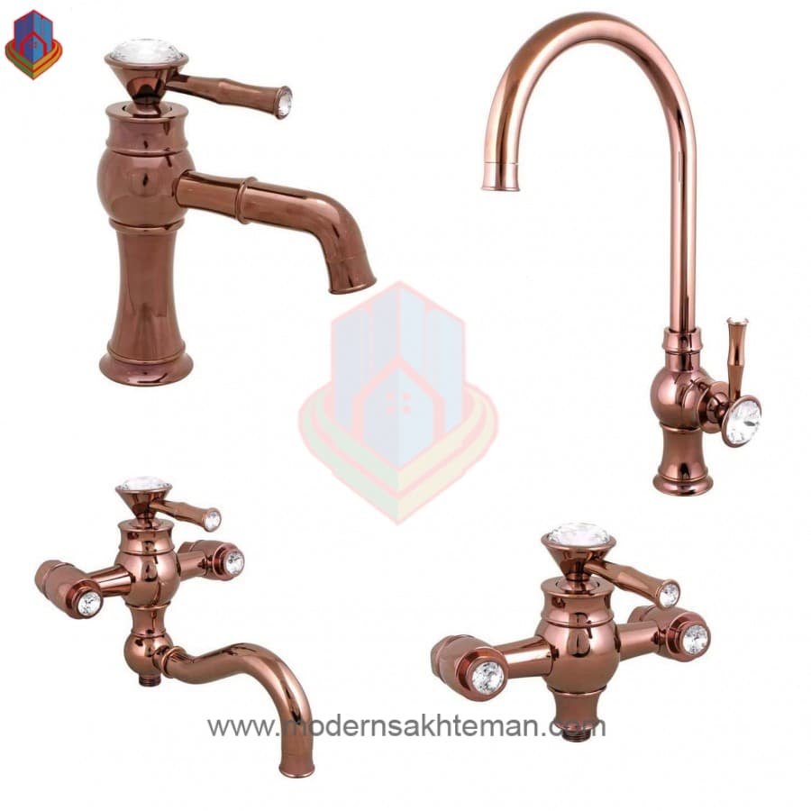 ست شیرآلات کرومات مدل لاکچری رزگلد