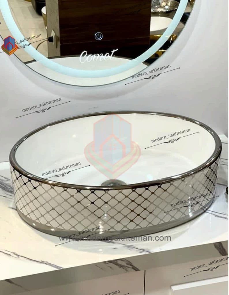 کاسه روشویی کوتینگ سفید کروم مدل 3039