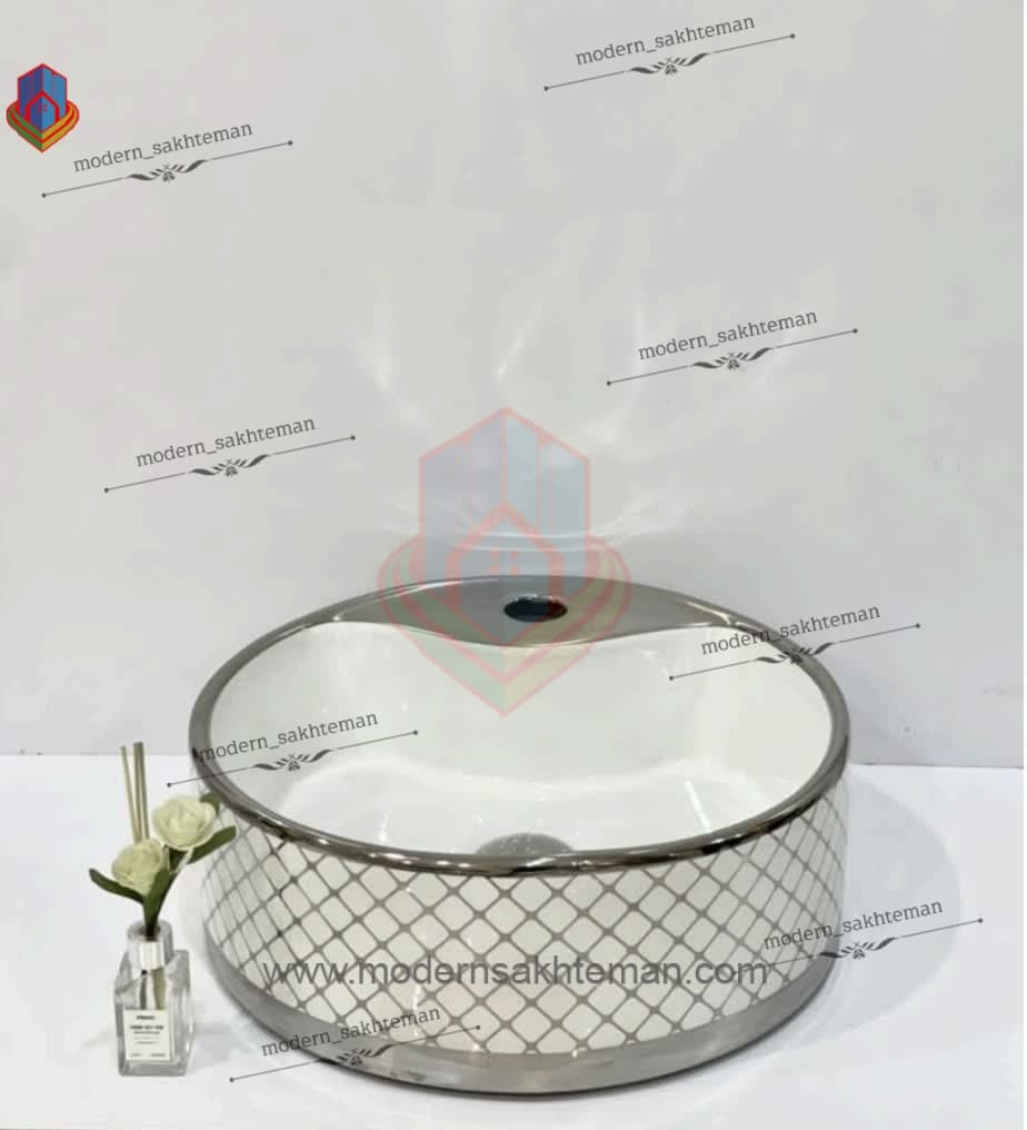 کاسه روشویی کوتینگ سفید کروم مدل 3058