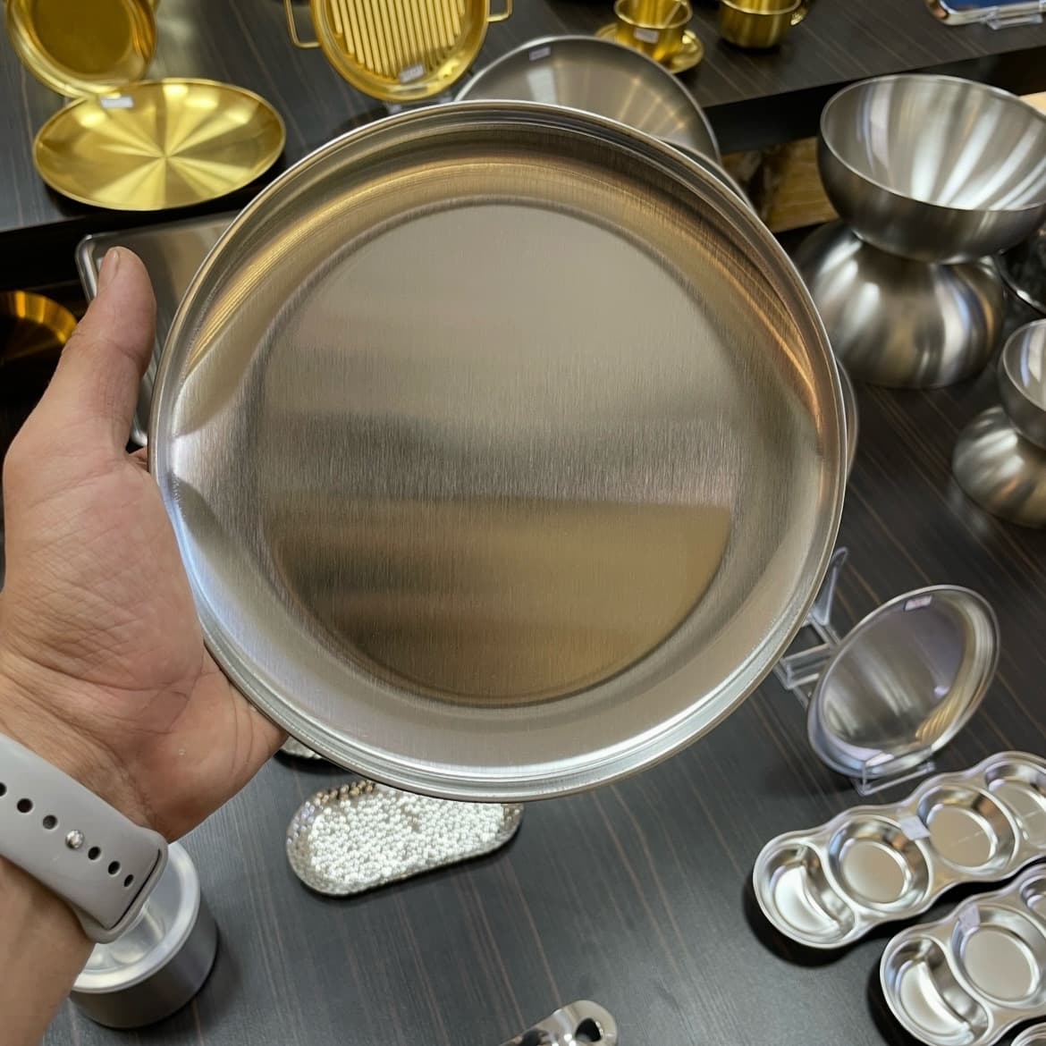 بشقاب استیل نقره‌ای 304 (7 سایز) وارداتی — تصویر ۵