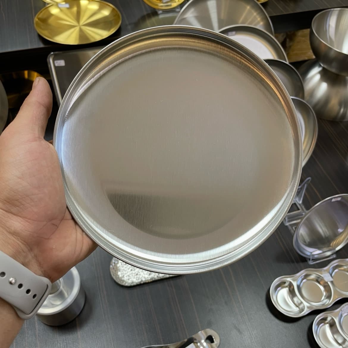 بشقاب استیل نقره‌ای 304 (7 سایز) وارداتی — تصویر ۶
