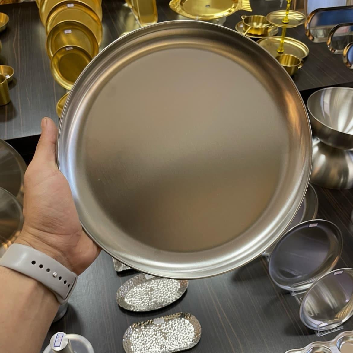 بشقاب استیل نقره‌ای 304 (7 سایز) وارداتی — تصویر ۴