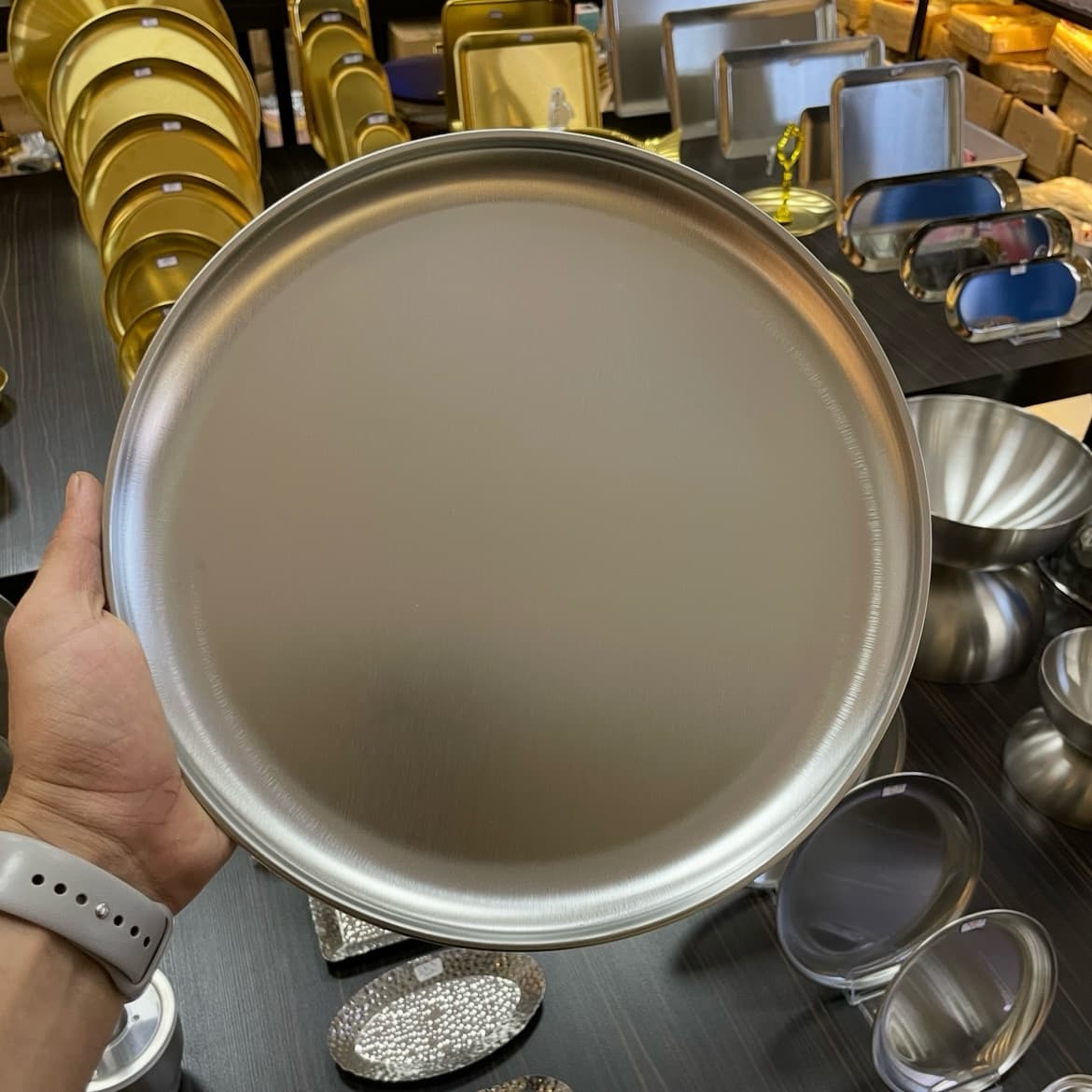 بشقاب استیل نقره‌ای 304 (7 سایز) وارداتی — تصویر ۳