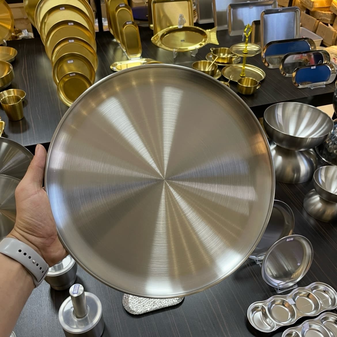 بشقاب استیل نقره‌ای 304 (7 سایز) وارداتی — تصویر ۲