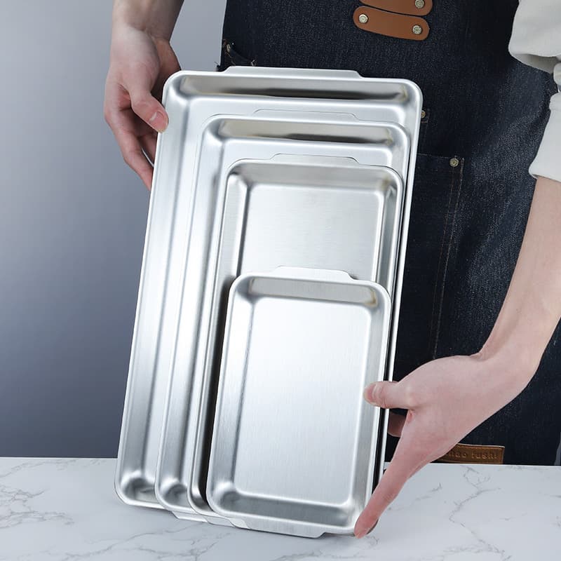 سینی استیل سیلور ورق ضخیم وارداتی 4 سایز — تصویر ۴