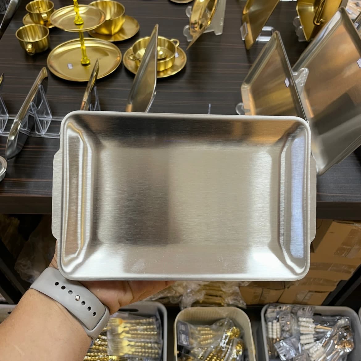 سینی استیل سیلور ورق ضخیم وارداتی 4 سایز — تصویر ۸