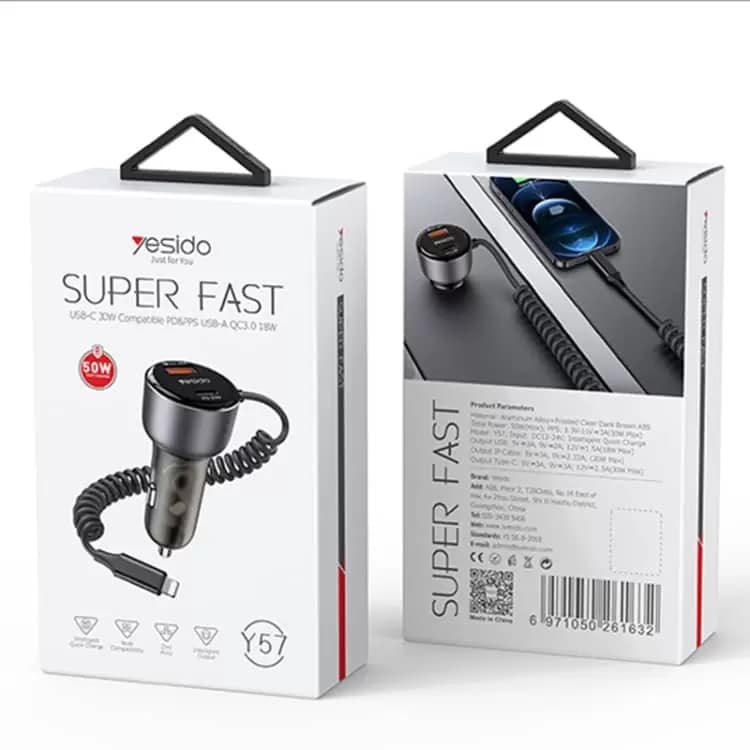 شارژر فندکی فست شارژ یسیدو مدل Y57 3A QC3.0 PD 30W — تصویر ۶