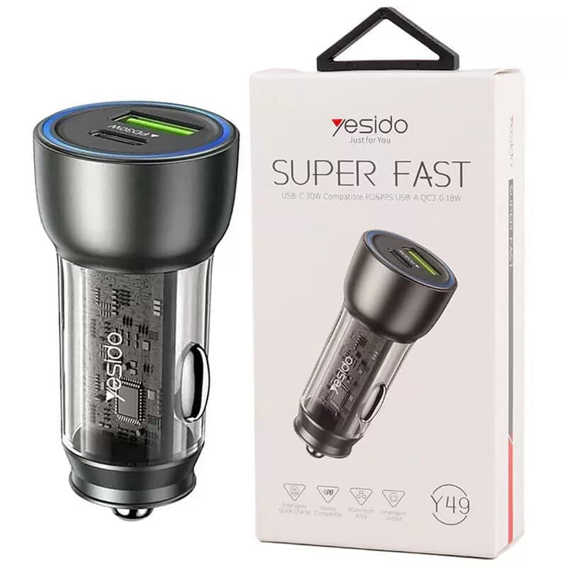 شارژر فندکی فست شارژ یسیدو مدل Y49 QC3.0 PD 3A 30W — تصویر ۹
