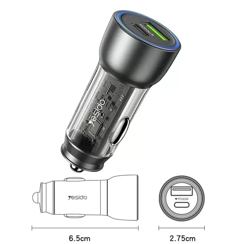 شارژر فندکی فست شارژ یسیدو مدل Y49 QC3.0 PD 3A 30W — تصویر ۷