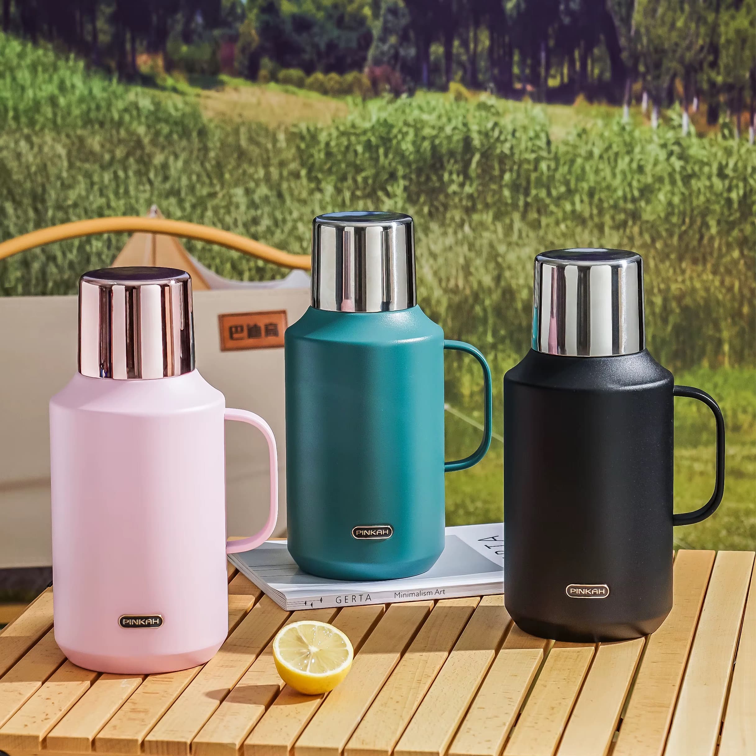 فلاسک وکیوم ۲ لیتری پینکا PINKAH مدل PJ-3353 اورجینال (سبز-مشکی) — تصویر ۲