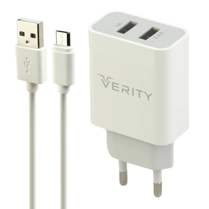 شارژر دیواری وریتی مدل AP-2124 به همراه کابل تبدیل microUSB