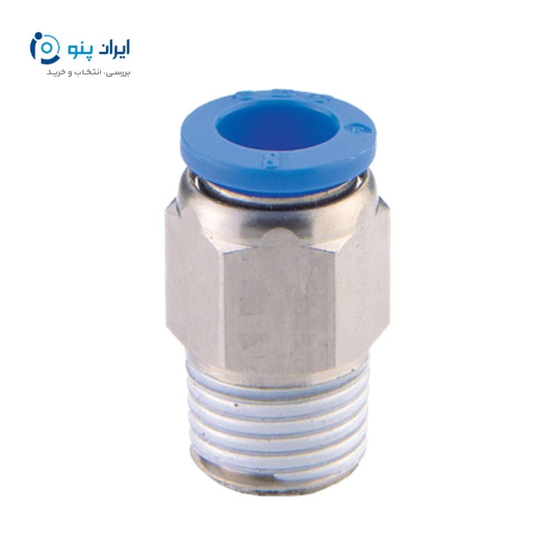 اتصال مستقیم رزوهای مینیاتوری پنوماتیک برند CDC شیلنگ ۶ رزوه M6 مدل PC6-M6C