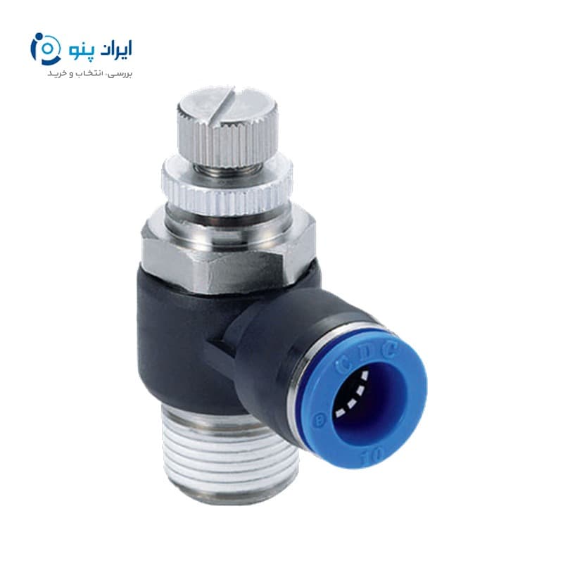 فلوکنترل سرجکی (پایلوت‌دار) پنوماتیک برند CDC شیلنگ ۴ رزوه M5 مدل NSC4-M5