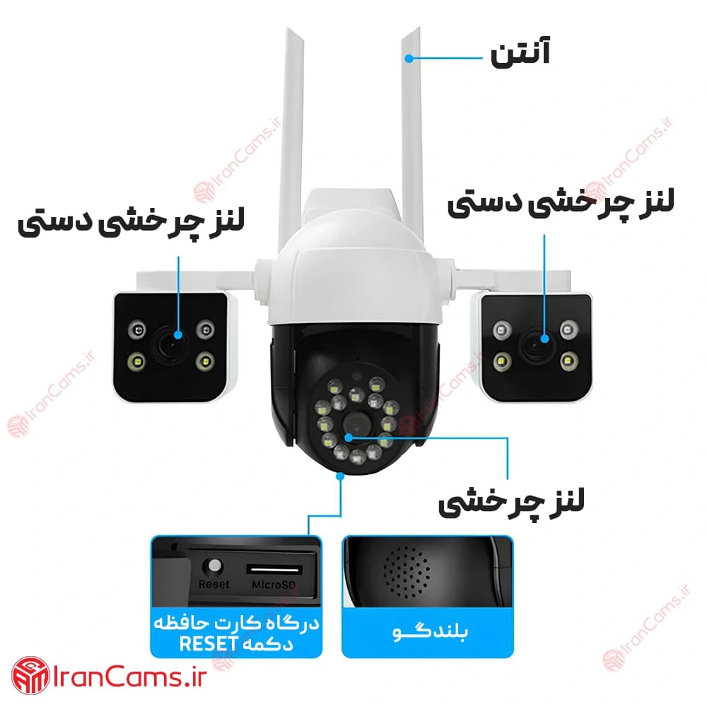 دوربین سیم کارت خور 12 مگاپیکسل 3 لنز V380 مدل V380-QD22G-4G — تصویر ۹