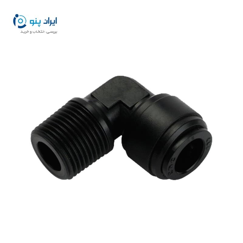 اتصال زانویی پلاستیکی پنوماتیک برند CDC شیلنگ ۱۲ رزوه ۱/۲ اینچ مدل HPL12R04