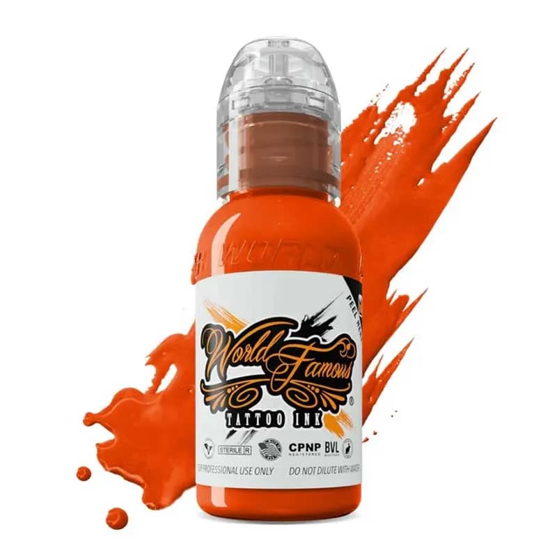 رنگ تاتوی وردفیمس استرایت اورنج Tattoo ink World famous Straight Orange